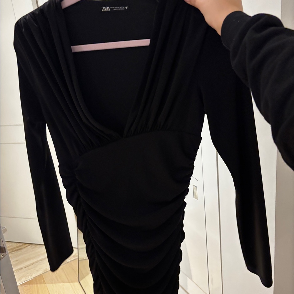 Zara Black Ruched Women's Dress